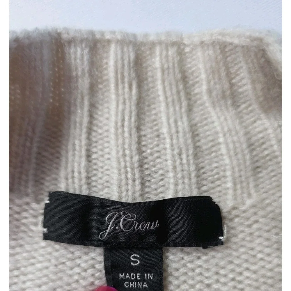 J.Crew Sweater Small Ivory Nylon Lambswool Blend Button Shoulder Knit